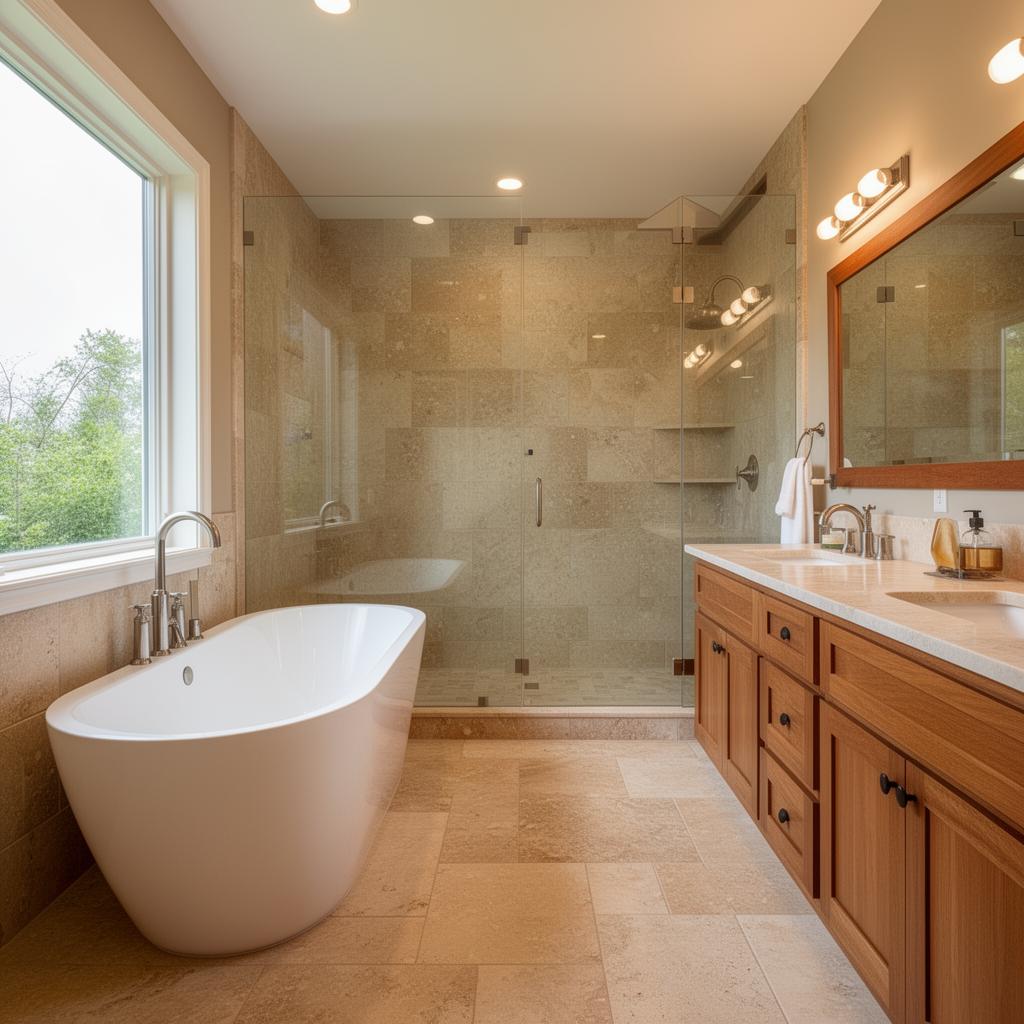 Elegant bathroom remodel with freestanding tub